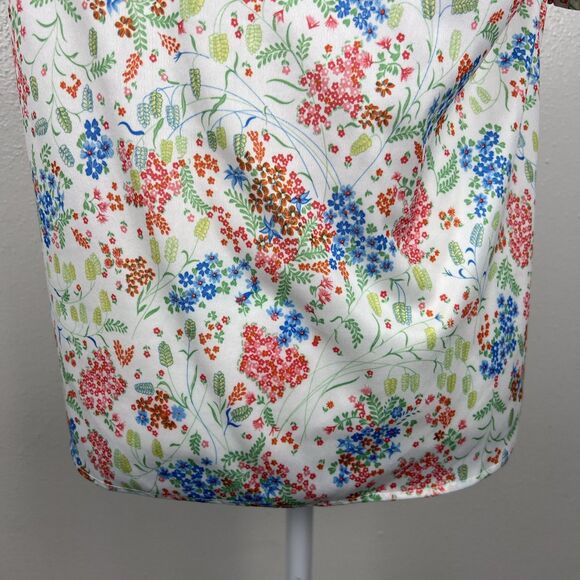 Vintage Just Oscar Blouse Women Large White Pink Floral All Over Print S/S Top - Picture 12 of 13